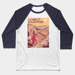 "Visit Mars" Mars Landscape Retro Travel Design Baseball T-Shirt